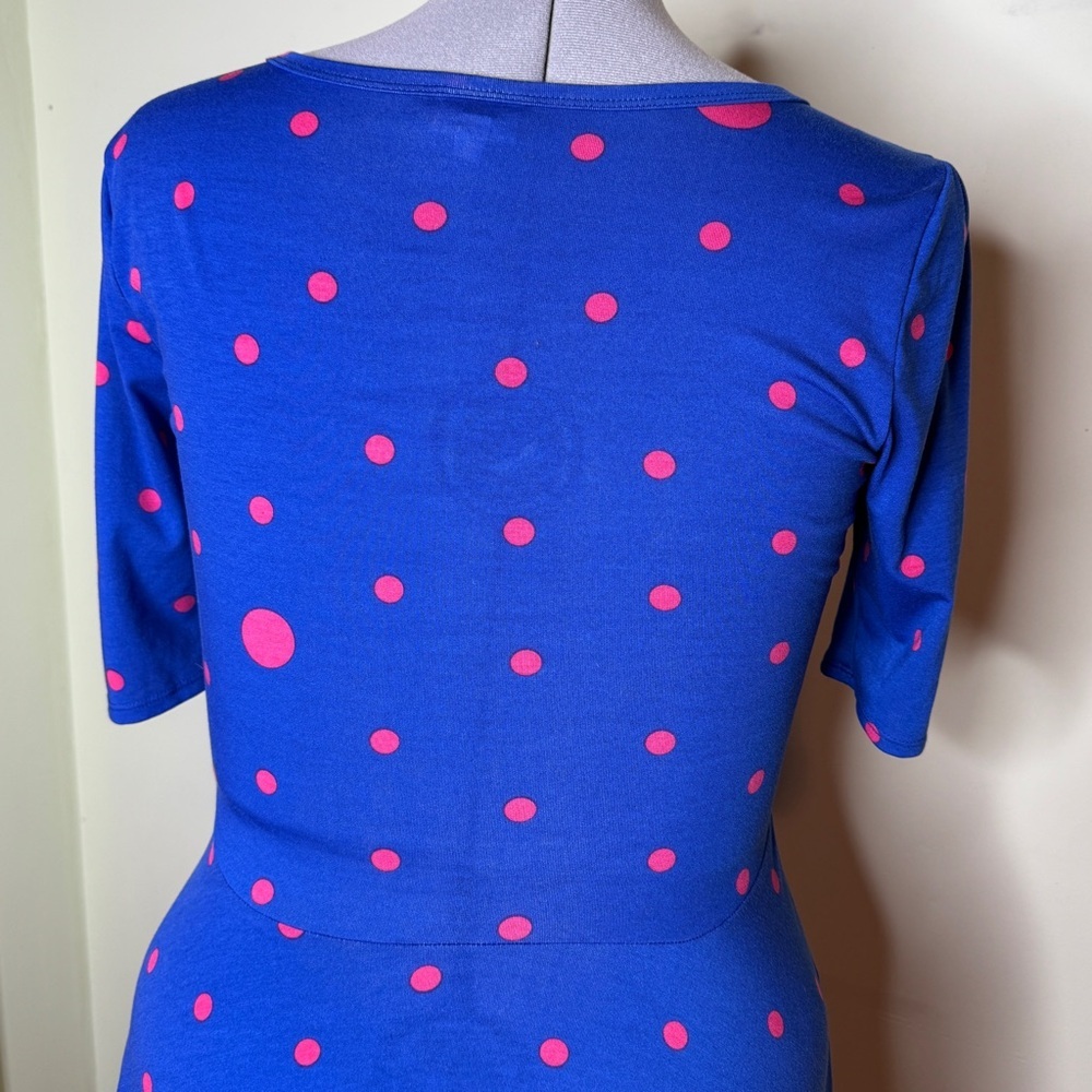 LLR Blue and Pink Polka Dot Amelia Dress - Picture 3 of 3